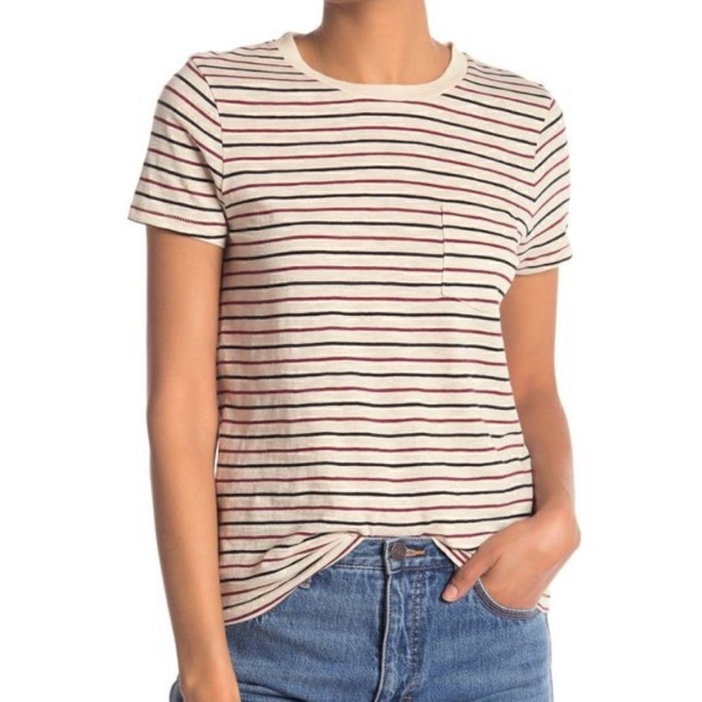 Madewell Striped Pocket Patch Casual T-Shirt XXS